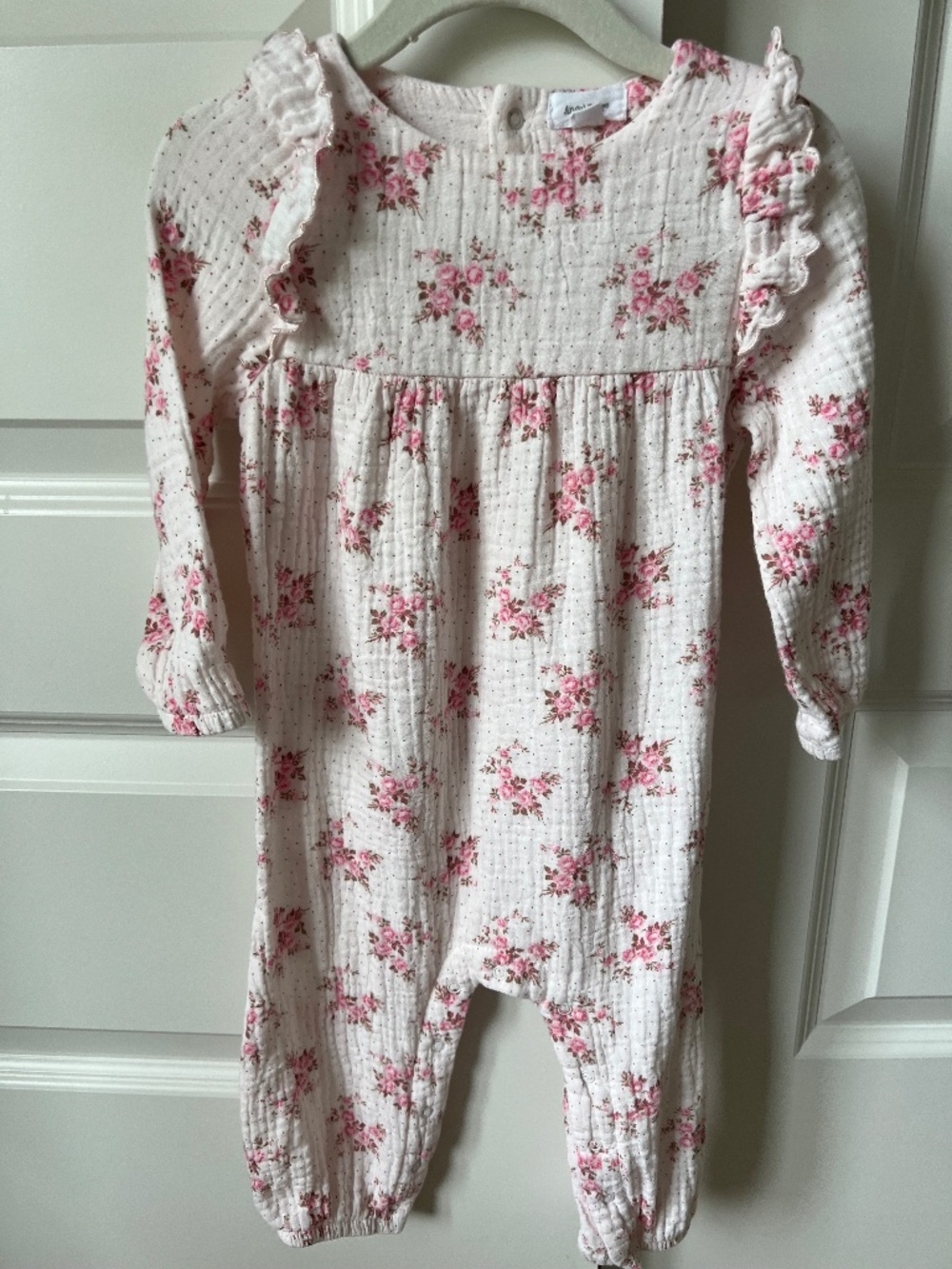 Angel Dear Pink Floral Ruffle Romper